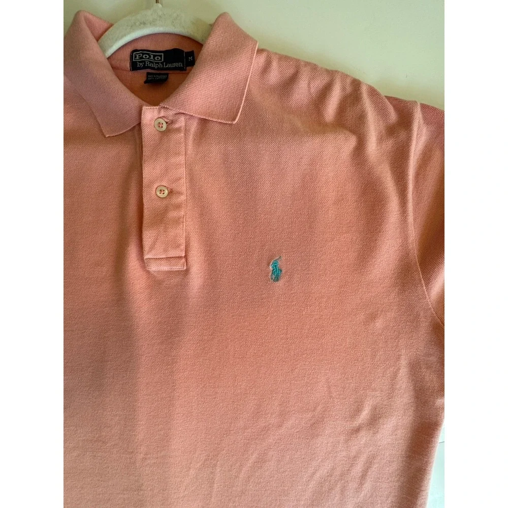 Polo By Ralph Lauren Polo Shirt Men's Coral Polo Turquoise Pony SZ Medium